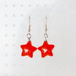 Red Candy Star Dangle Earrings
